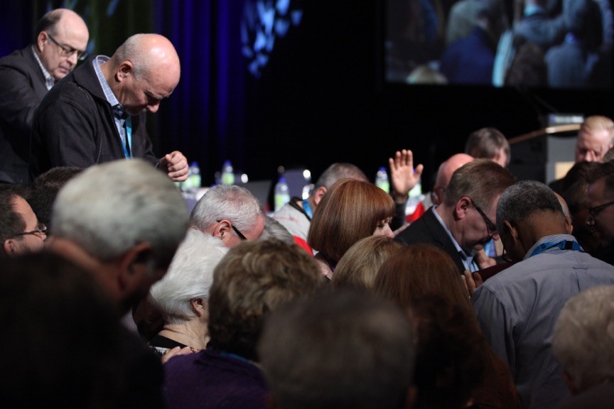 dave-wells-receives-prayer-after-re-election---gc2016