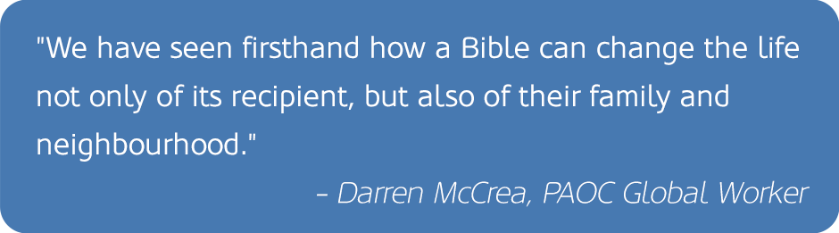 Quote from PAOC Global Worker, Darren McCrea