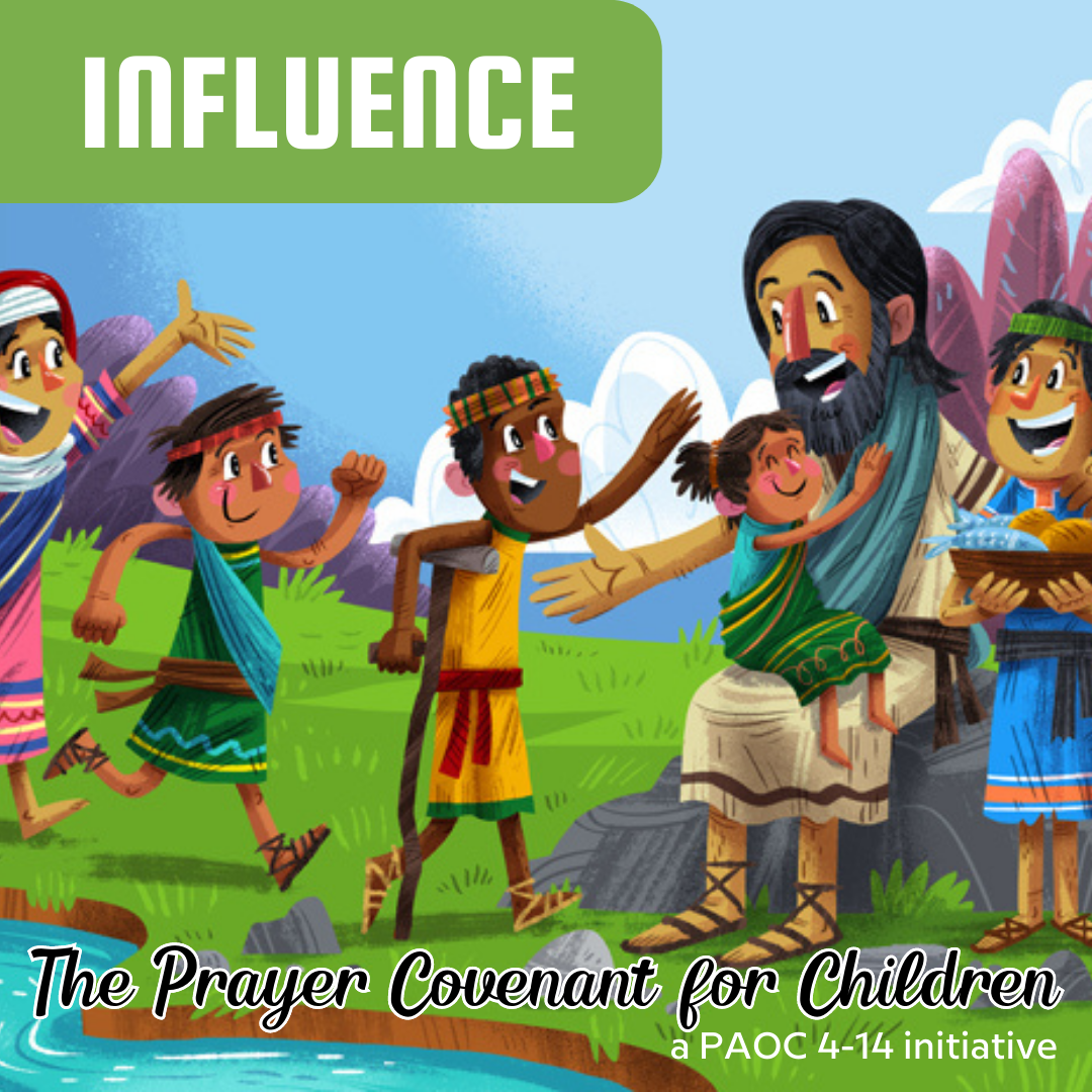A drawing of children with Jesus.