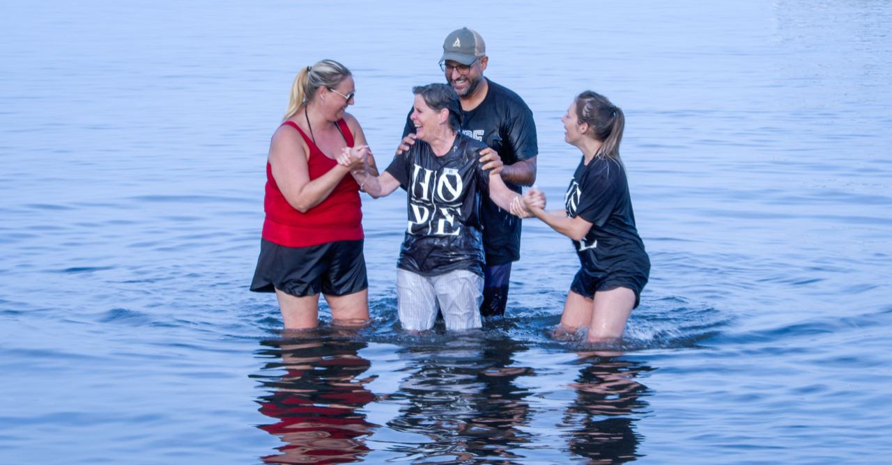 A person being baptized.