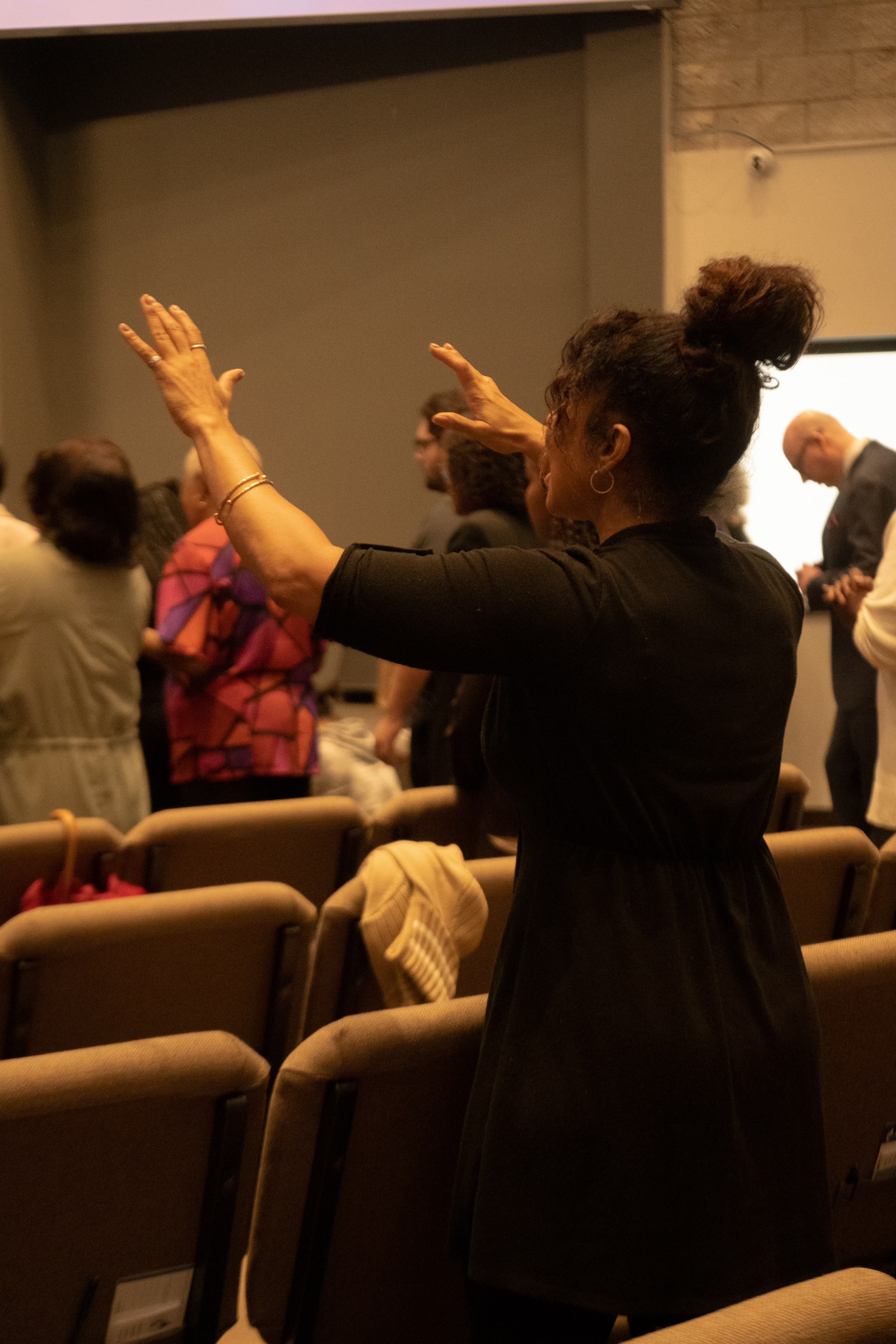 A woman worshipping.