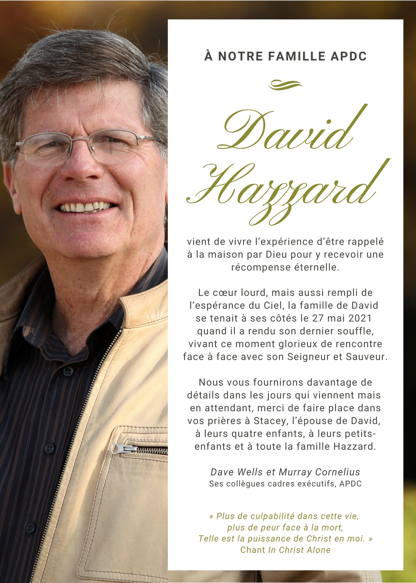 David Hazzard - FR Announcement