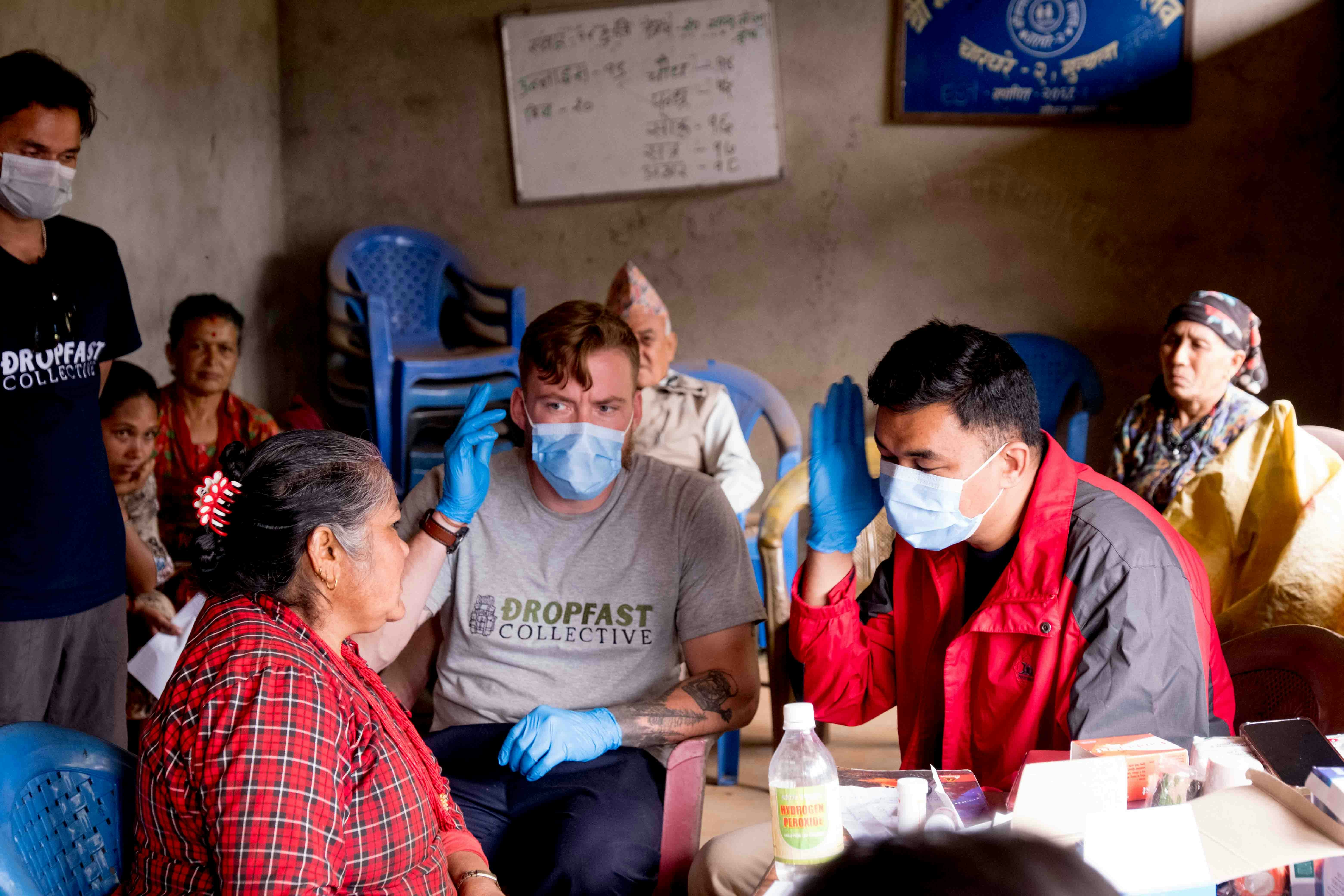 People being served at a medical missions clinic.