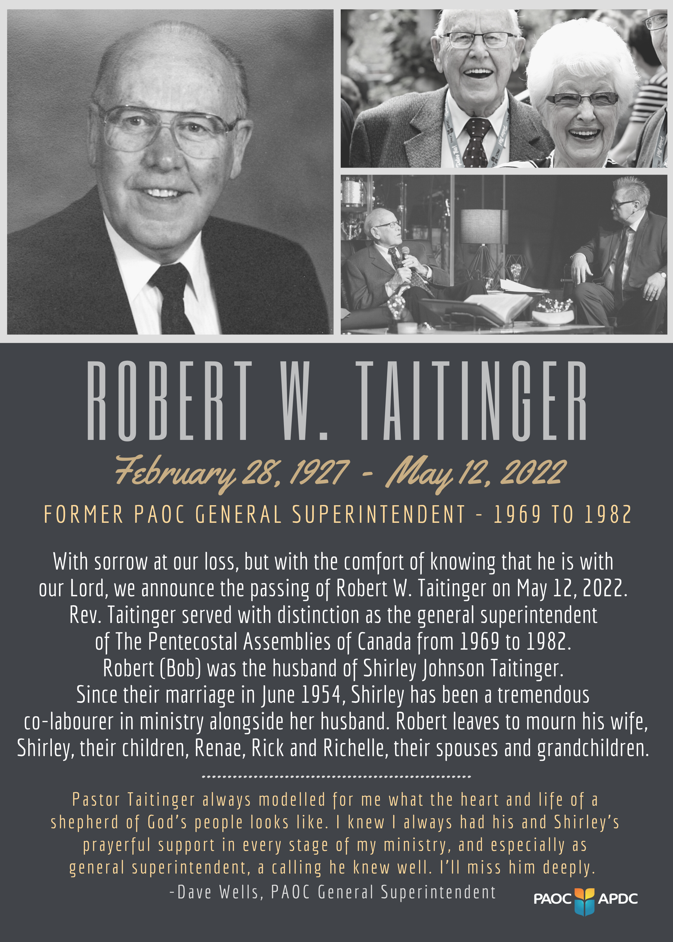 Robert W. Taitinger - Announcement of Passing 05.12.2022
